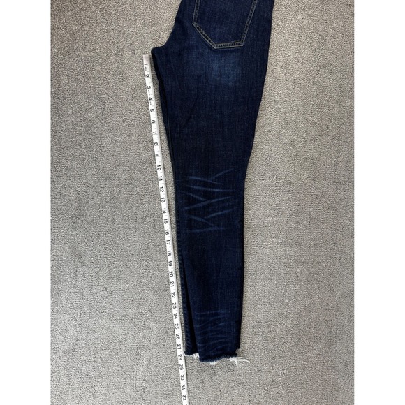 Cabi Skinny Jeans Womens 8 Dark Wash Raw Hem Distressed Denim 4150 Indigo - Picture 7 of 8